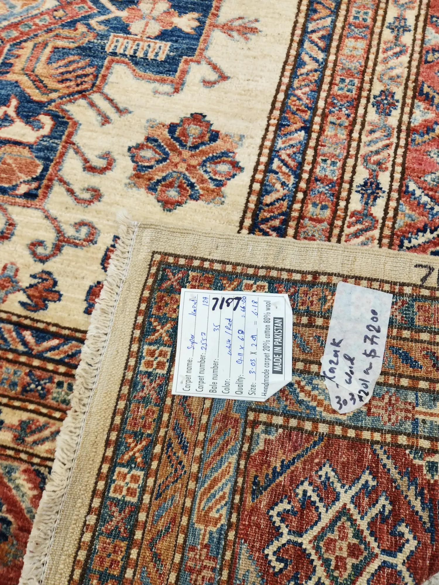 Kazak Vegetable Dye Wool Rug 3.03 x 2.01m - image 5